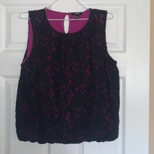 Black lace top with purple inside